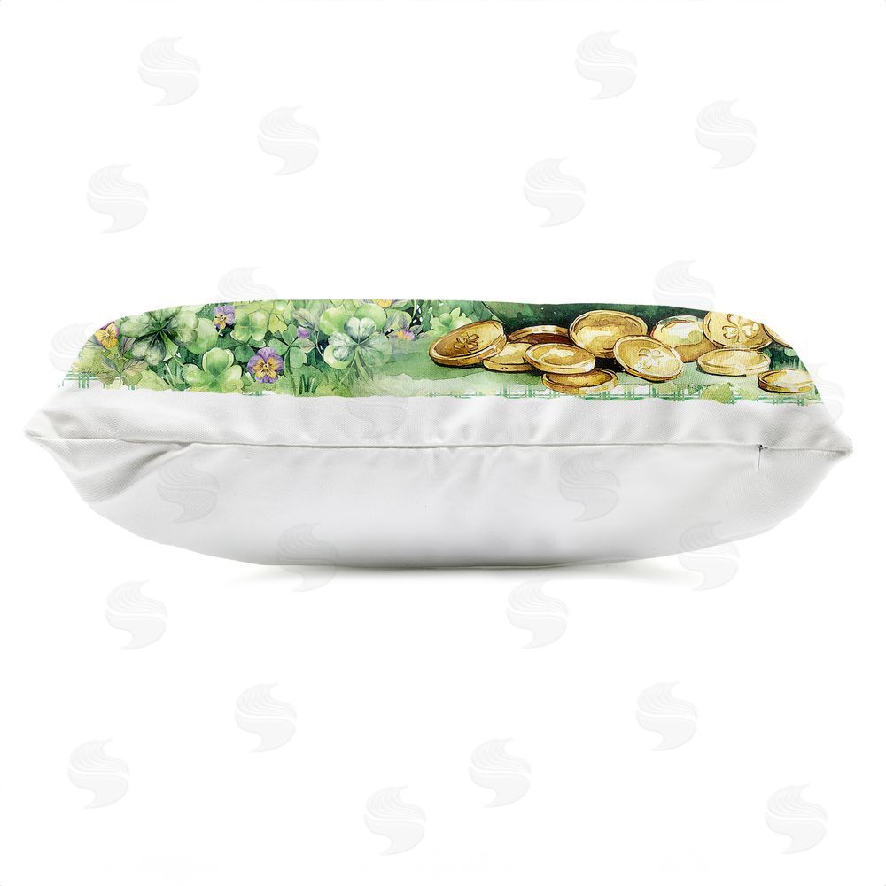 Nicole DeCamp Welcome Rainbow Pot Of Gold Outdoor Quick-Dry Polyester Lumbar Pillow Zipper Detail