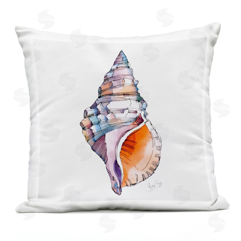 Shelly Craig Sunrise Conch Shell Outdoor Quick-Dry Polyester Square Throw Pillow