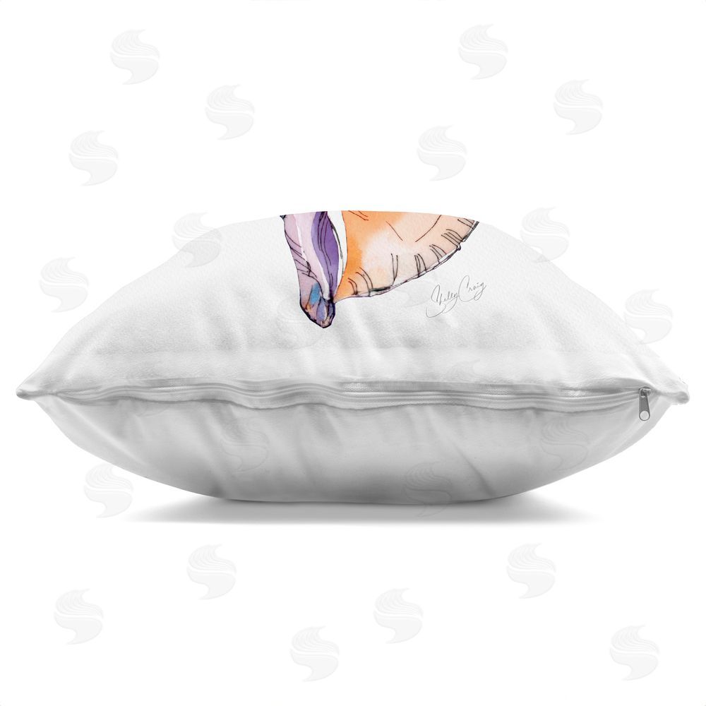 Shelly Craig Sunrise Conch Shell Indoor Plush Polyester Square Throw Pillow Zipper Detail