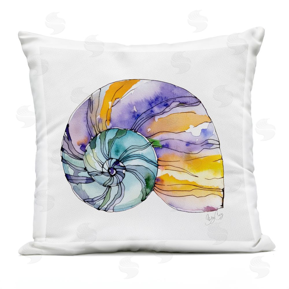 Shelly Craig Sunlit Striped Nautilus Outdoor Quick-Dry Polyester Square Throw Pillow