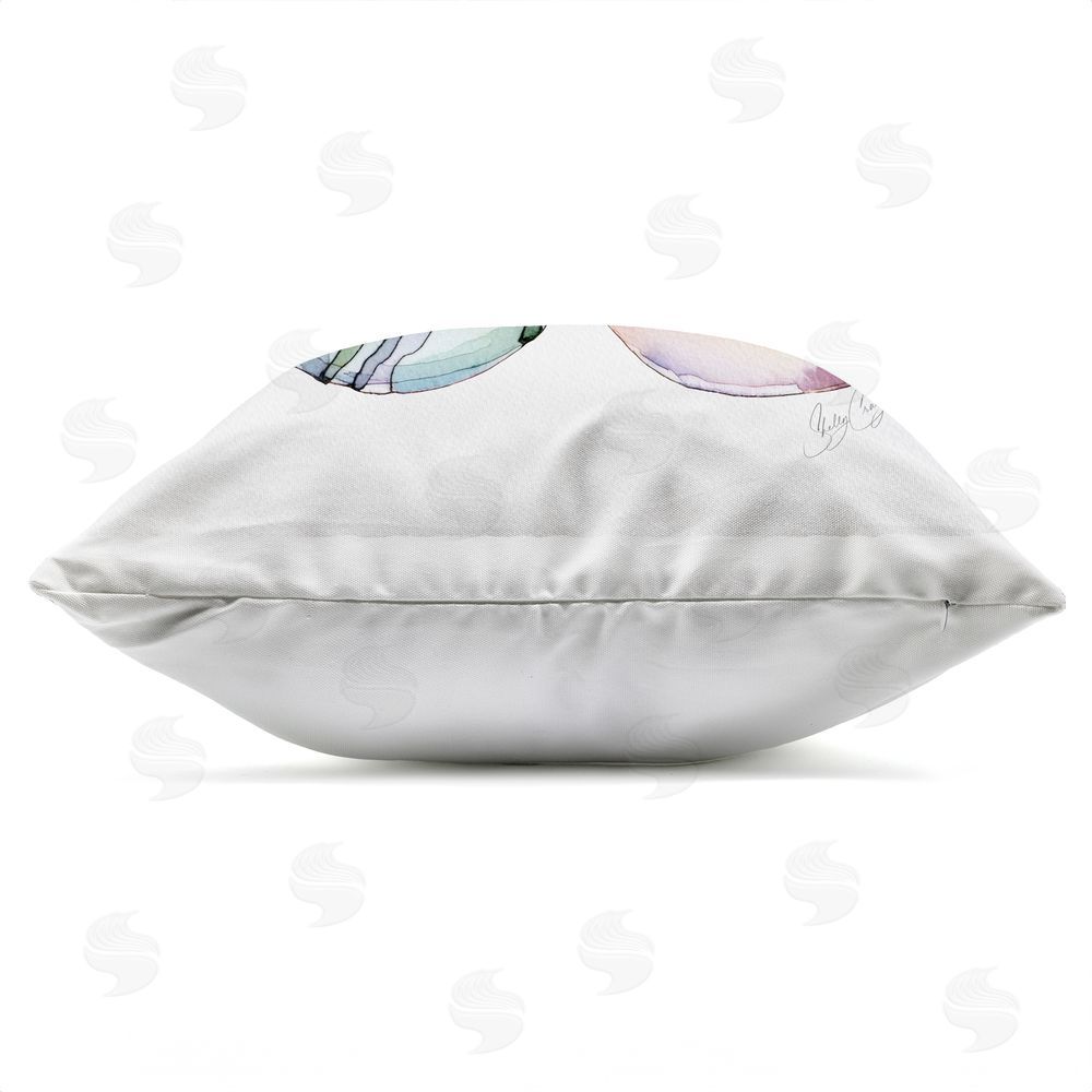 Shelly Craig Sunlit Striped Nautilus Outdoor Quick-Dry Polyester Square Throw Pillow Zipper Detail