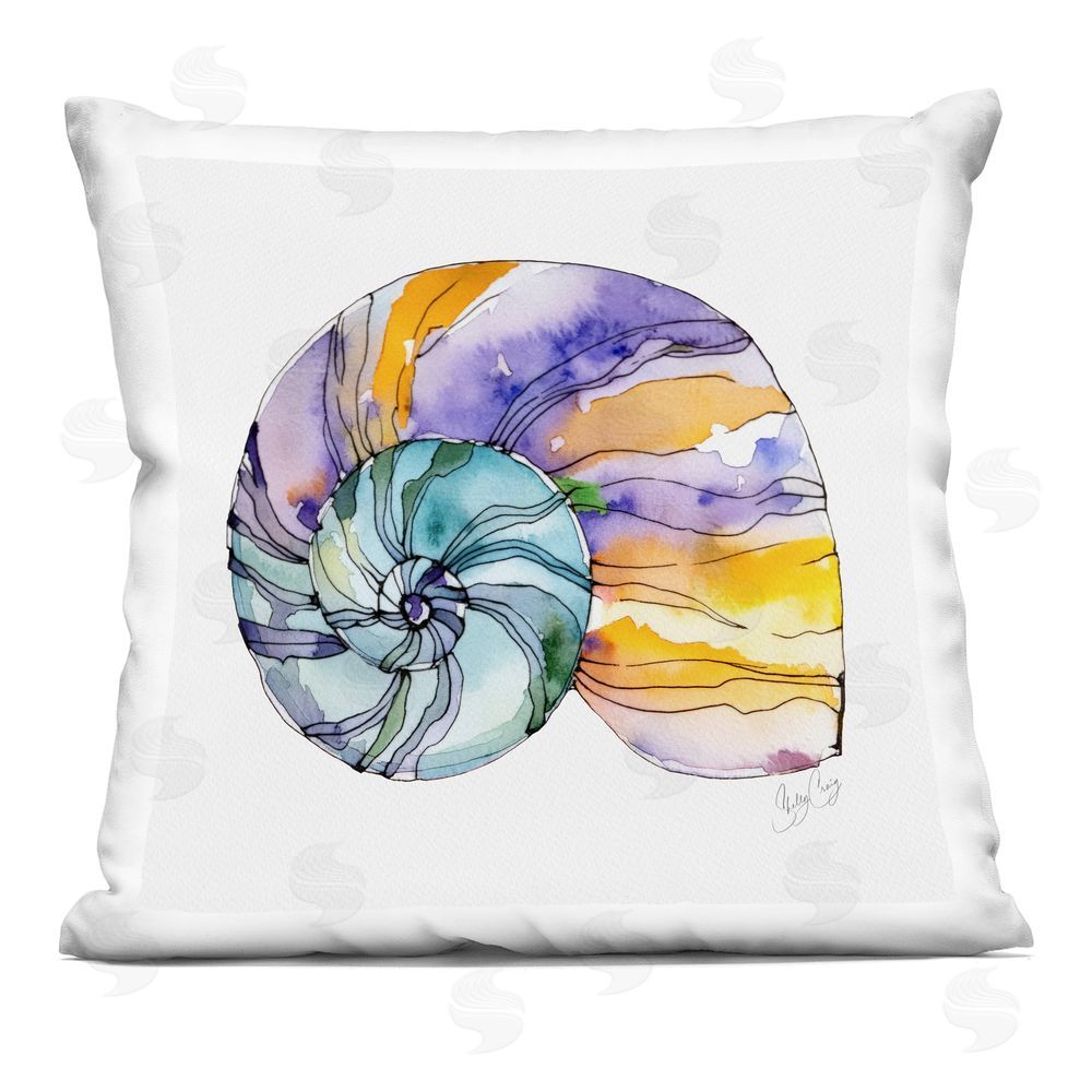 Shelly Craig Sunlit Striped Nautilus Indoor Plush Polyester Square Throw Pillow
