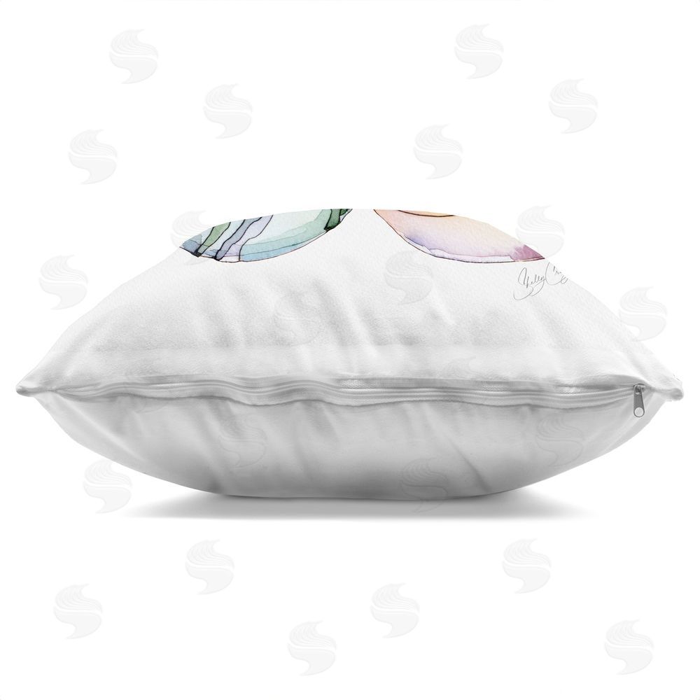 Shelly Craig Sunlit Striped Nautilus Indoor Plush Polyester Square Throw Pillow Zipper Detail