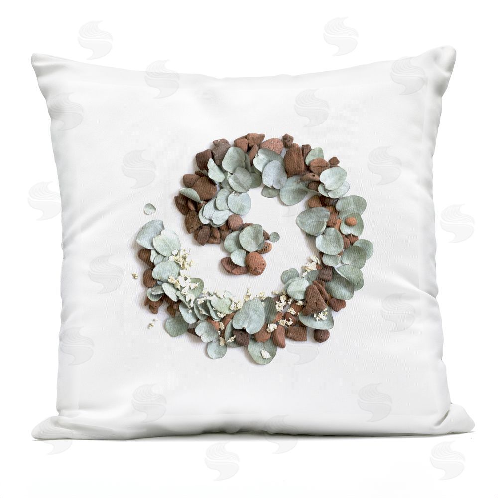 Beth Adoette Eucalyptus & Pebbles Spiral Outdoor Quick-Dry Polyester Square Throw Pillow
