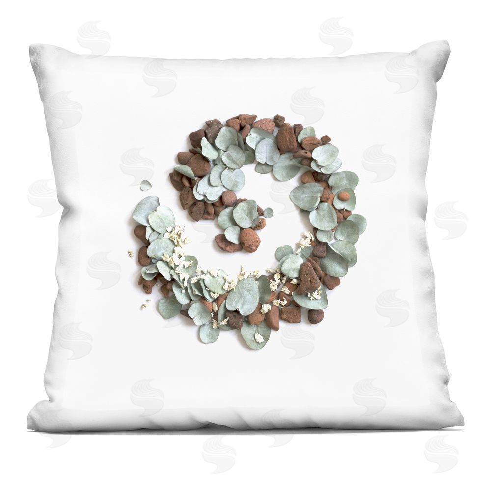 Beth Adoette Eucalyptus & Pebbles Spiral Indoor Plush Polyester Square Throw Pillow