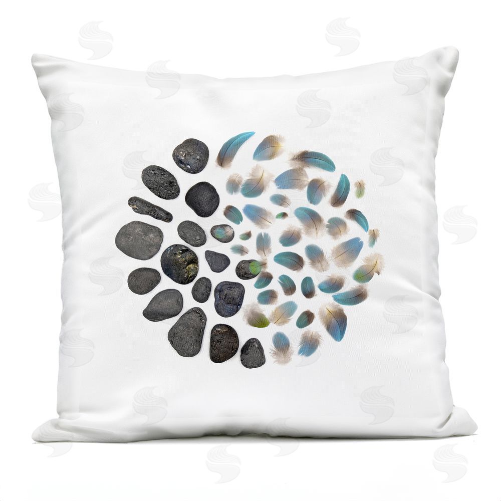 Beth Adoette Feathers & Rocks Collection Outdoor Quick-Dry Polyester Square Throw Pillow