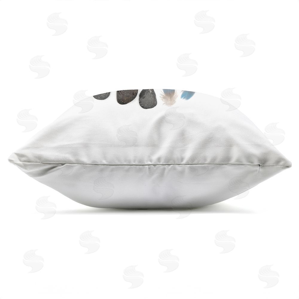 Beth Adoette Feathers & Rocks Collection Outdoor Quick-Dry Polyester Square Throw Pillow Zipper Detail