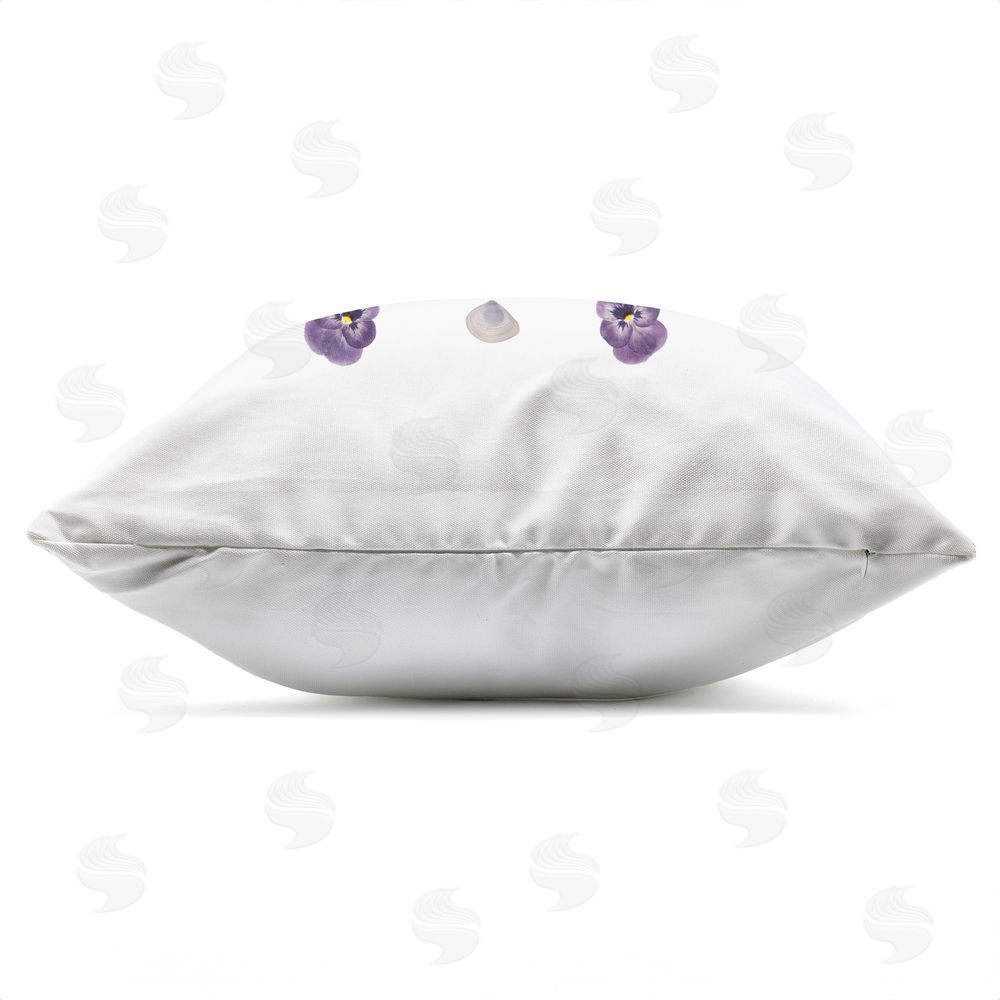 Beth Adoette Pansies & Lavender Symmetry Outdoor Quick-Dry Polyester Square Throw Pillow Zipper Detail