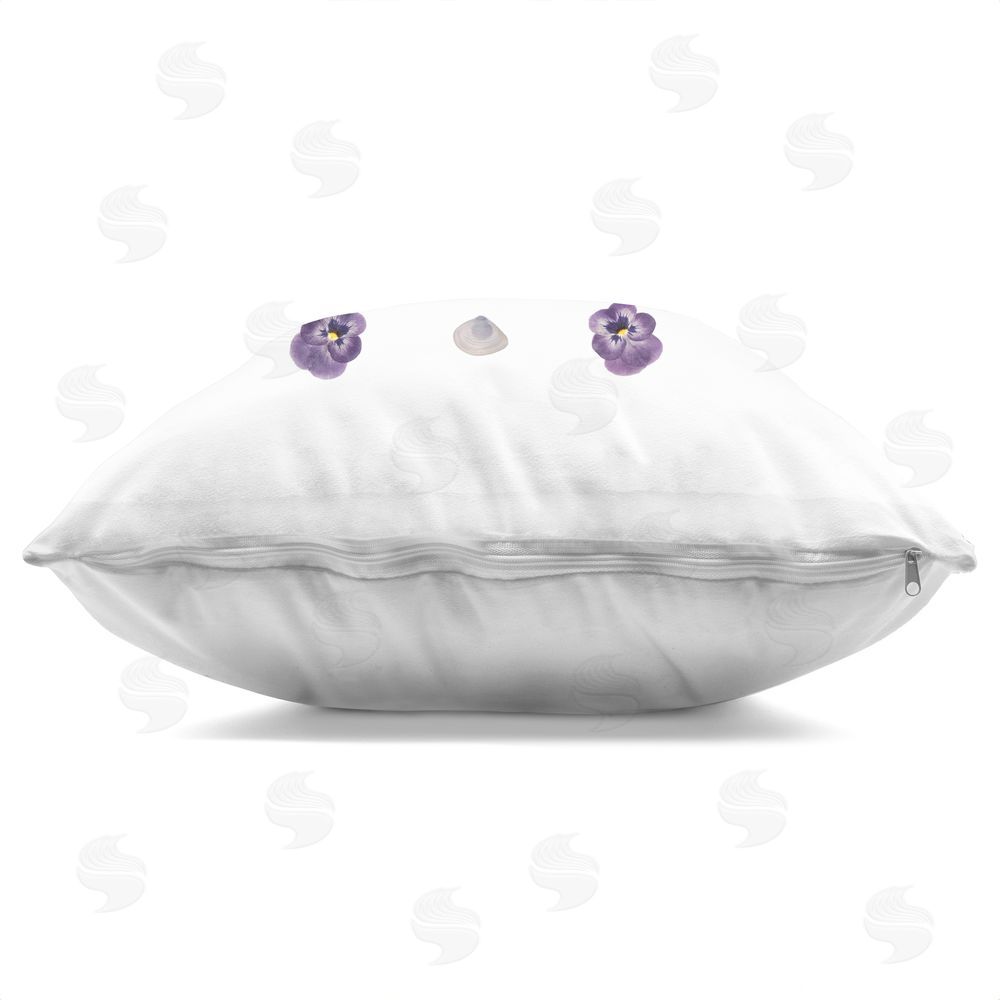 Beth Adoette Pansies & Lavender Symmetry Indoor Plush Polyester Square Throw Pillow Zipper Detail