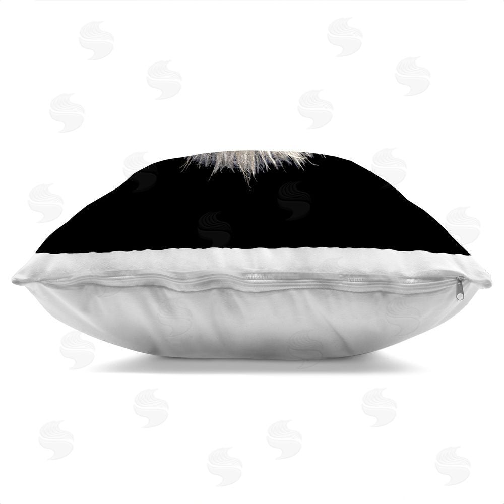 Beth Adoette Wispy Dandelion on Black Indoor Plush Polyester Square Throw Pillow Zipper Detail
