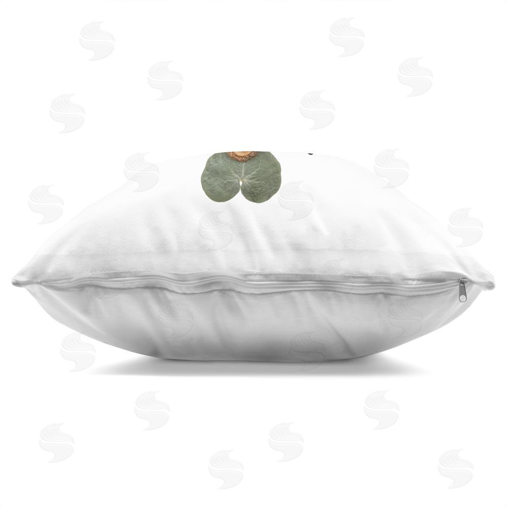 Beth Adoette Lily Pad & Fern Mandala Indoor Plush Polyester Square Throw Pillow Zipper Detail