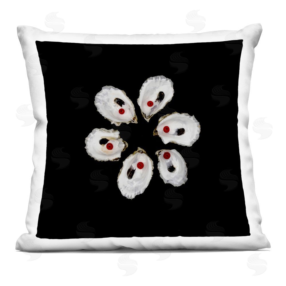 Beth Adoette Oyster Shells Symmetry Indoor Plush Polyester Square Throw Pillow