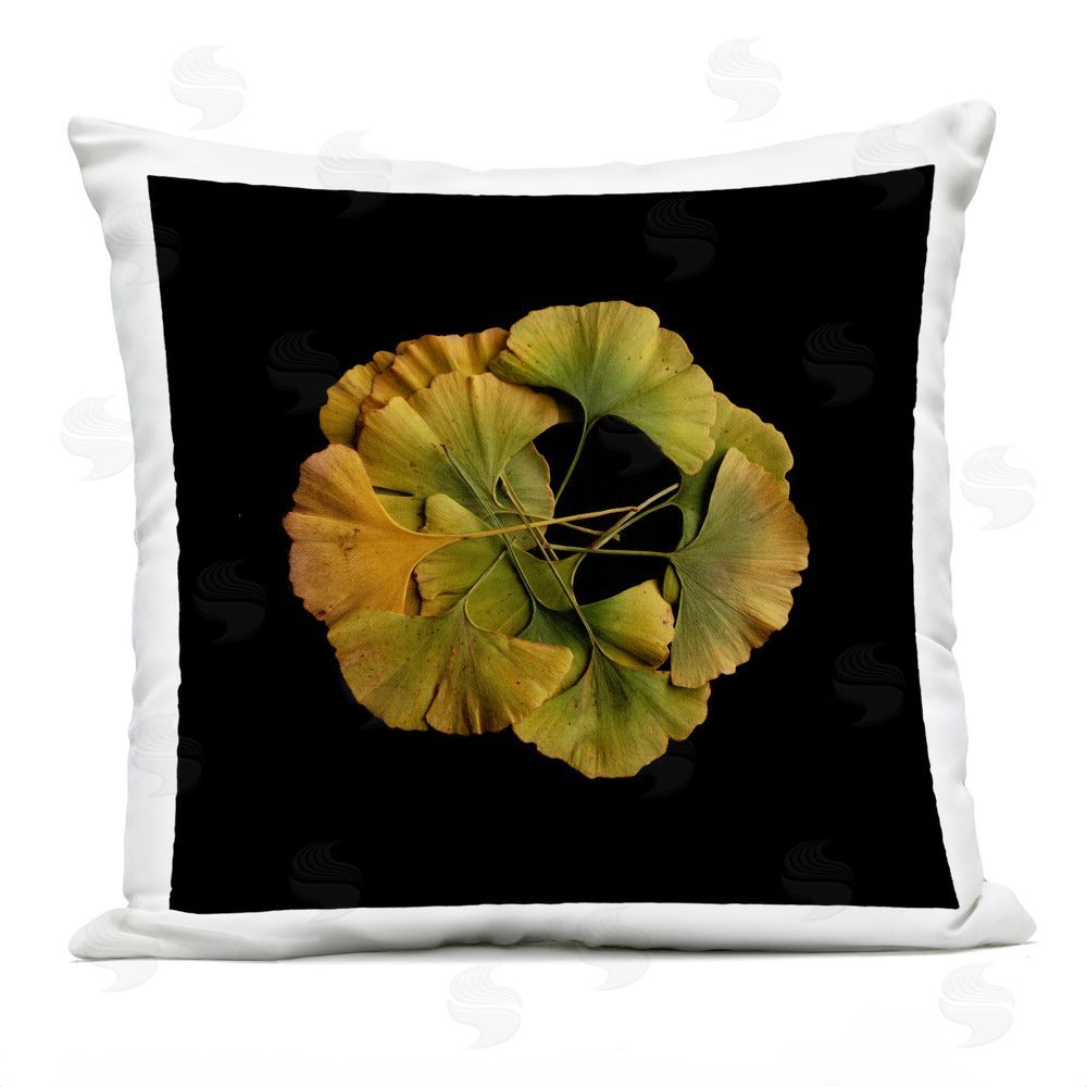 Beth Adoette Overlapping Ginkgo Leaves Outdoor Quick-Dry Polyester Square Throw Pillow