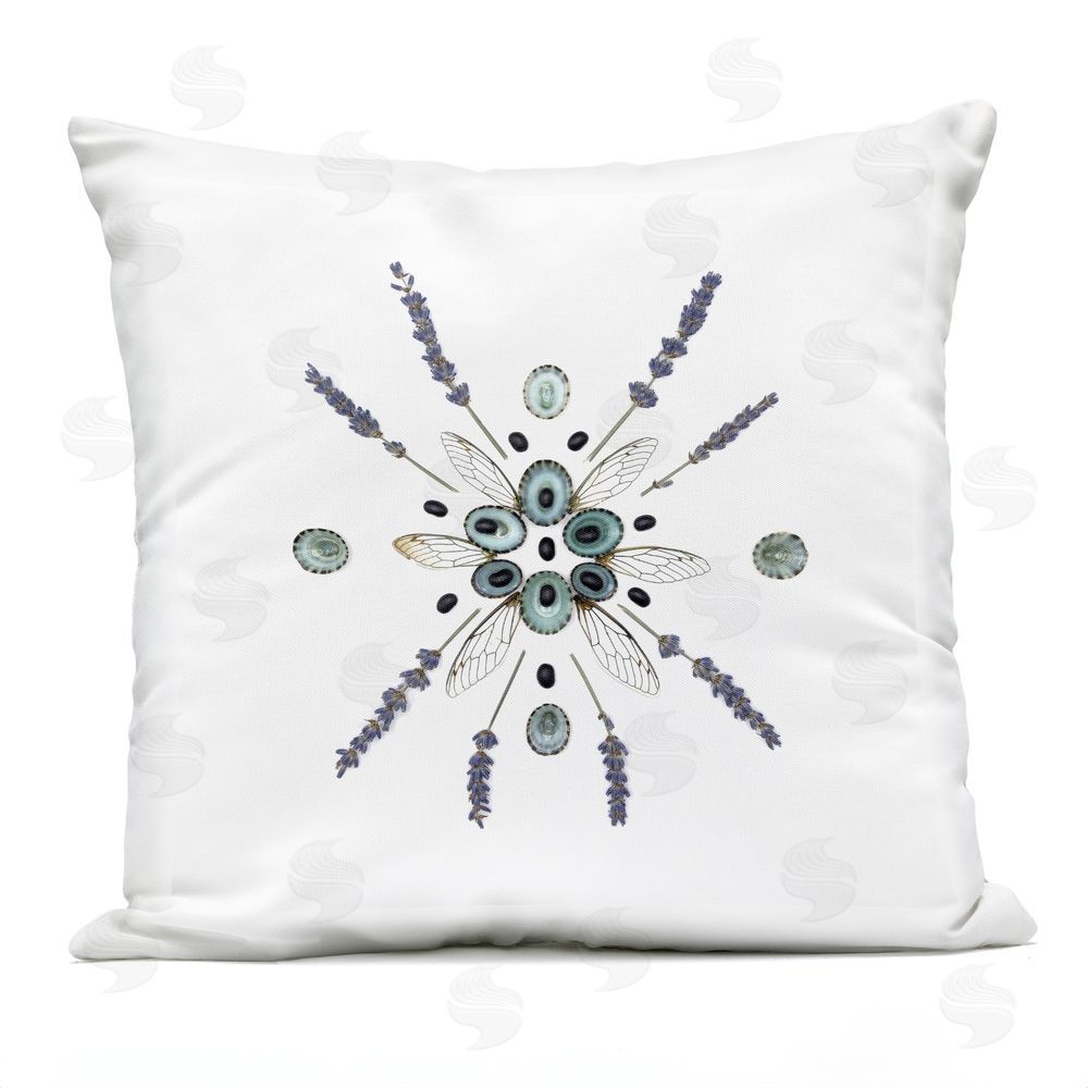 Beth Adoette Lavender & Delicate Wings Outdoor Quick-Dry Polyester Square Throw Pillow