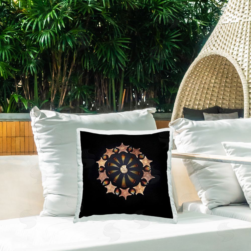 Beth Adoette Nautical Nature Arrangement Outdoor Quick-Dry Polyester Printed Square Pillow on Patio