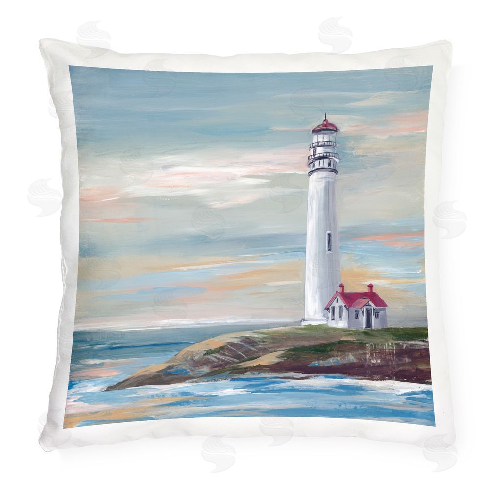 Lera Coastal Lighthouse at Sunset Outdoor Quick-Dry Polyester Square Throw Pillow