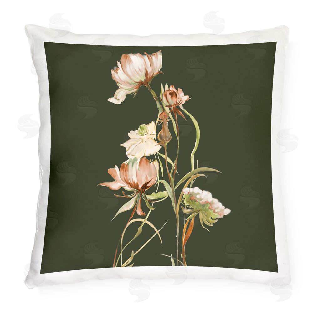 Liz Jardine Blooming Wildflower Branch Outdoor Quick-Dry Polyester Square Throw Pillow
