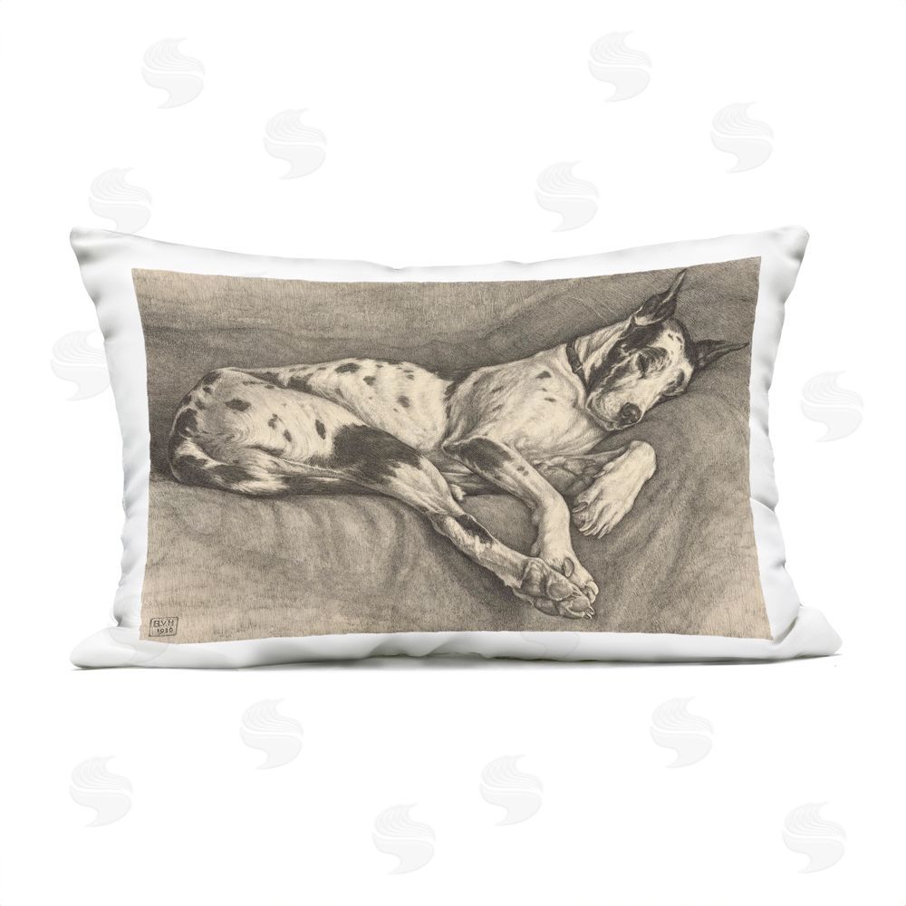 Bertha Van Hasselt Sleeping Hound Drawing Outdoor Quick-Dry Polyester Lumbar Pillow