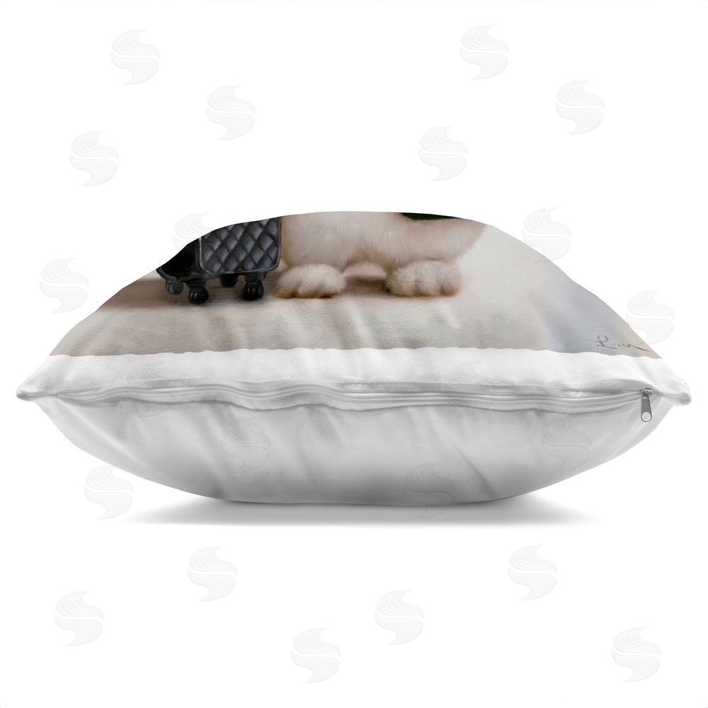 Lucia Heffernan Bun Voyage Traveling Rabbit Indoor Plush Polyester Square Throw Pillow Zipper Detail