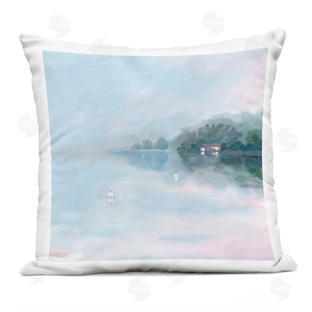 Meredith Howse Morning at Lake Windermere Outdoor Quick-Dry Polyester Square Throw Pillow