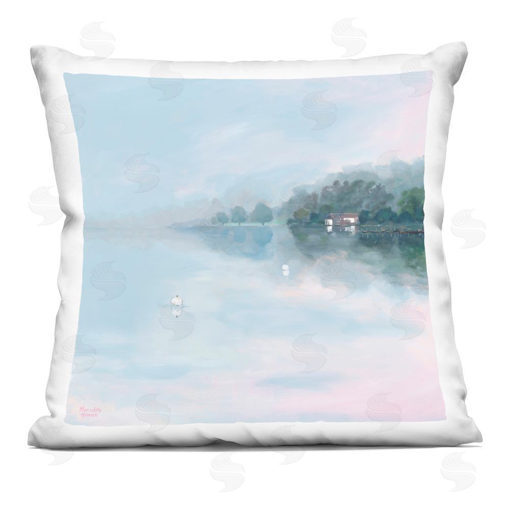 Meredith Howse Morning at Lake Windermere Indoor Plush Polyester Square Throw Pillow