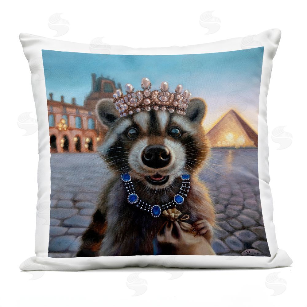 Lucia Heffernan Louvre Loot Raccoon Outdoor Quick-Dry Polyester Square Throw Pillow