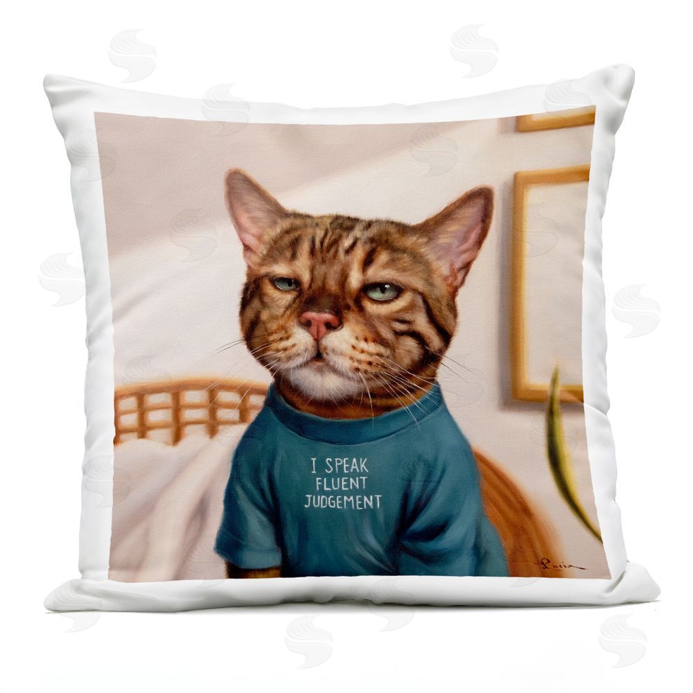 Lucia Heffernan Cattitude Speak Fluent Judgement Outdoor Quick-Dry Polyester Square Throw Pillow