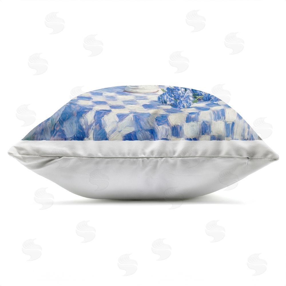 Tina LeCour Her Cottage Delphiniums Bouquet Outdoor Quick-Dry Polyester Square Throw Pillow Zipper Detail