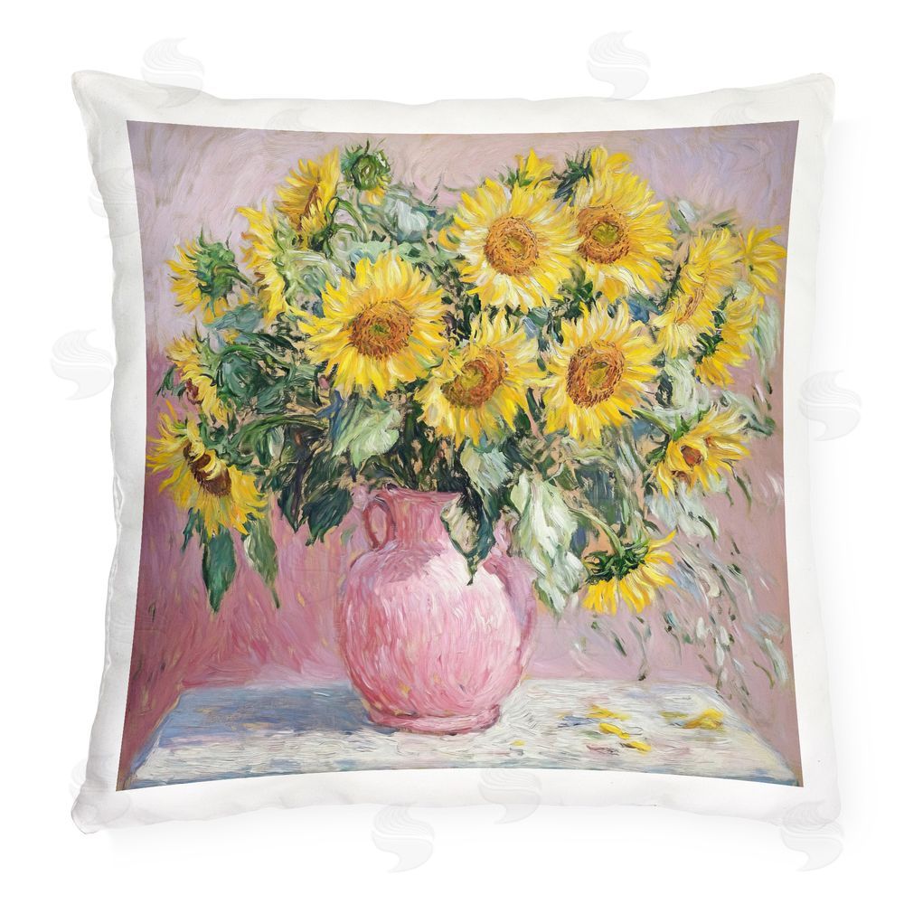 Tina LeCour Sunflowers In Pink Vase Impression Outdoor Quick-Dry Polyester Square Throw Pillow
