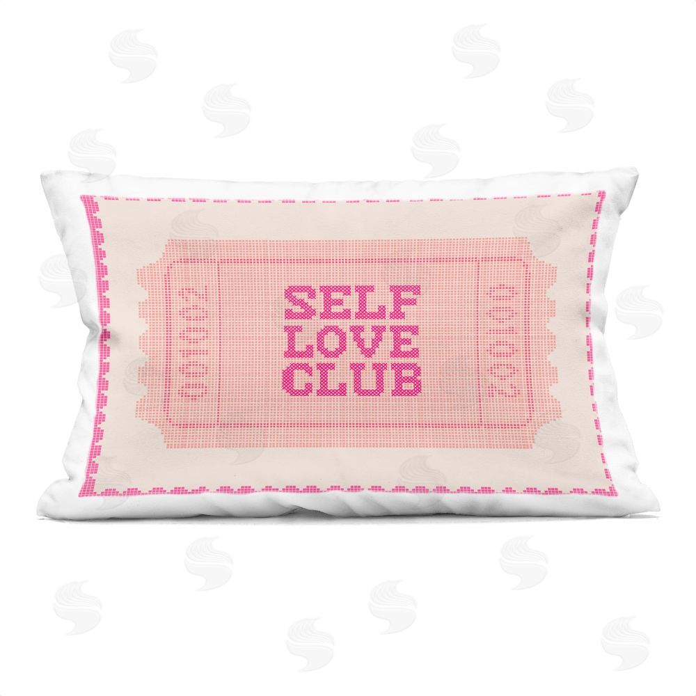 Stupell Studio Self Love Club Retro Ticket Printed Lumbar Throw Pillow