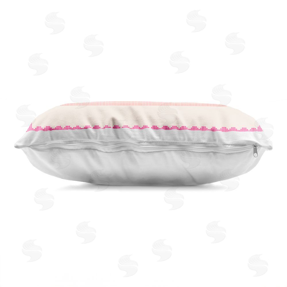 Stupell Studio Self Love Club Retro Ticket Printed Lumbar Throw Pillow Side View with Zipper Detail
