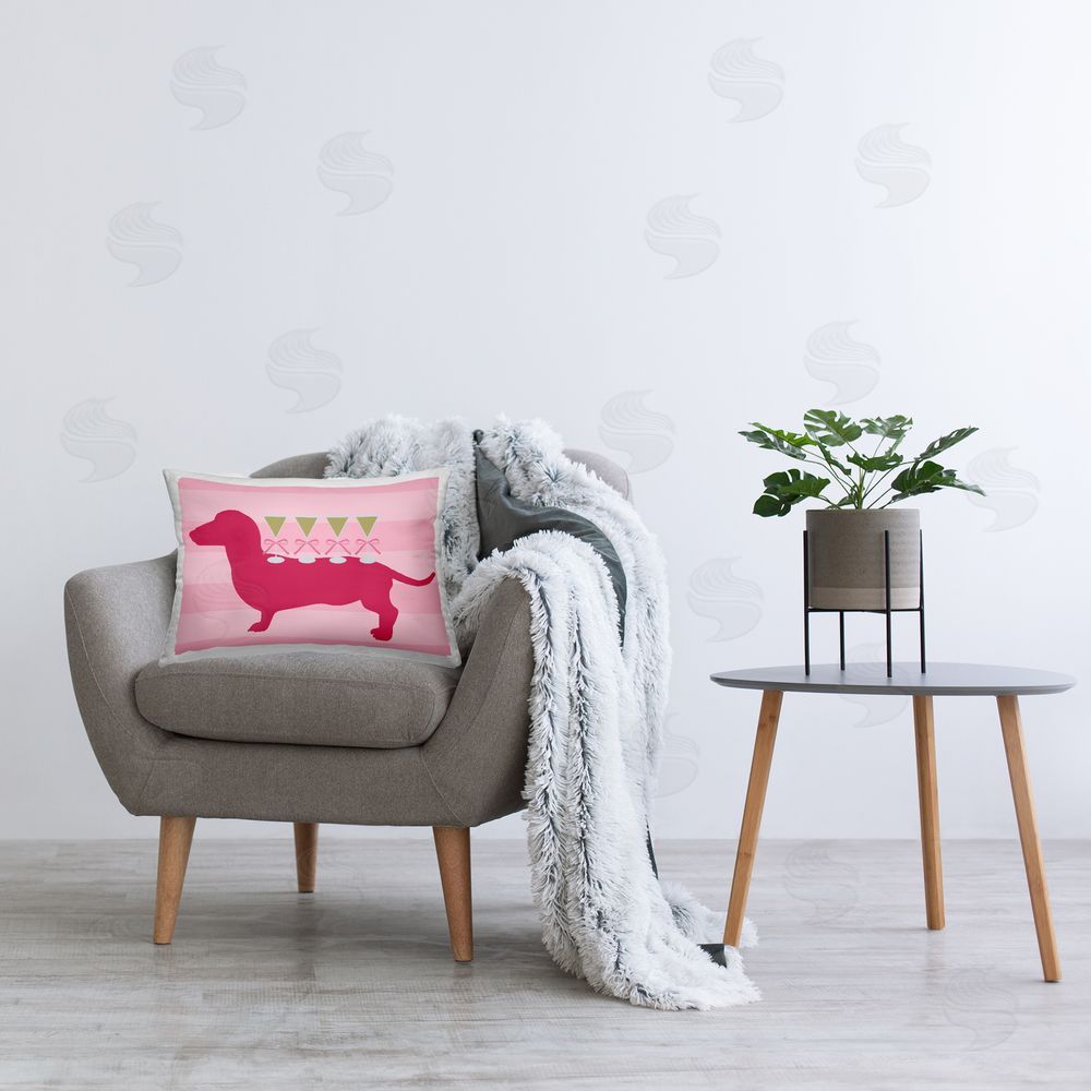 Stupell Studio Pink Dachshund With Martinis Printed Lumbar Throw Pillow on Seat