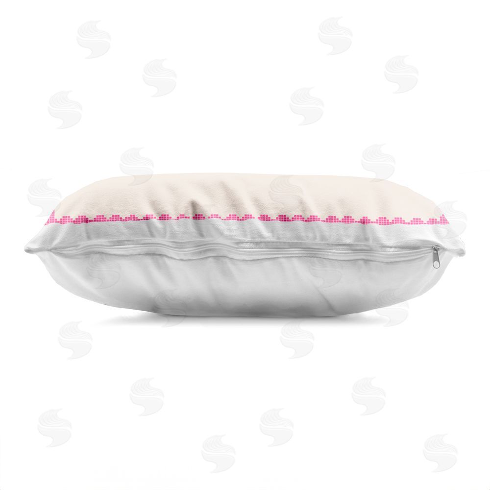 Stupell Studio Admit Nothing Retro Pink Ticket Printed Lumbar Throw Pillow Side View with Zipper Detail