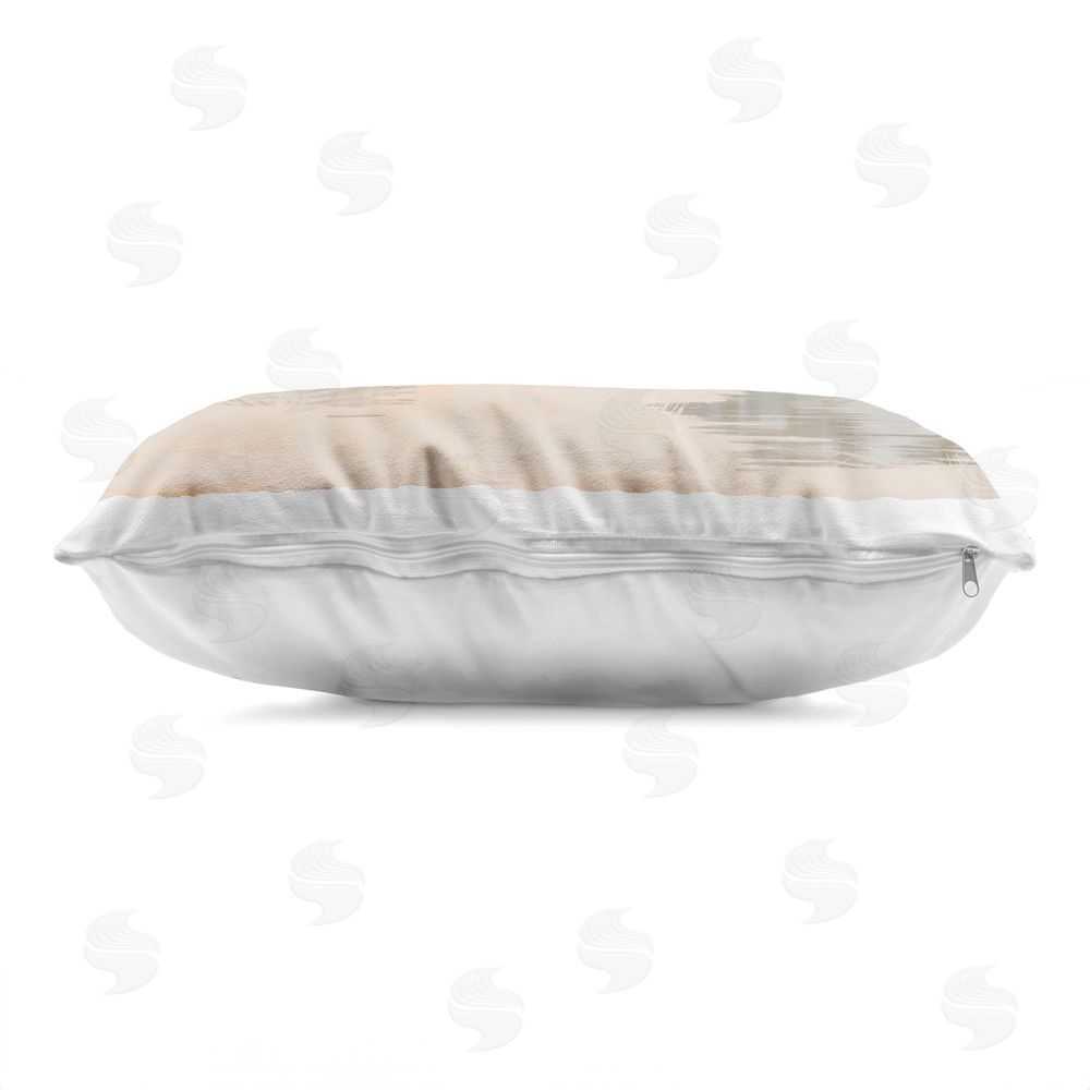 Ziwei Li Scurrying Sandpipers on Wet Sand Indoor Plush Polyester Lumbar Pillow Zipper Detail