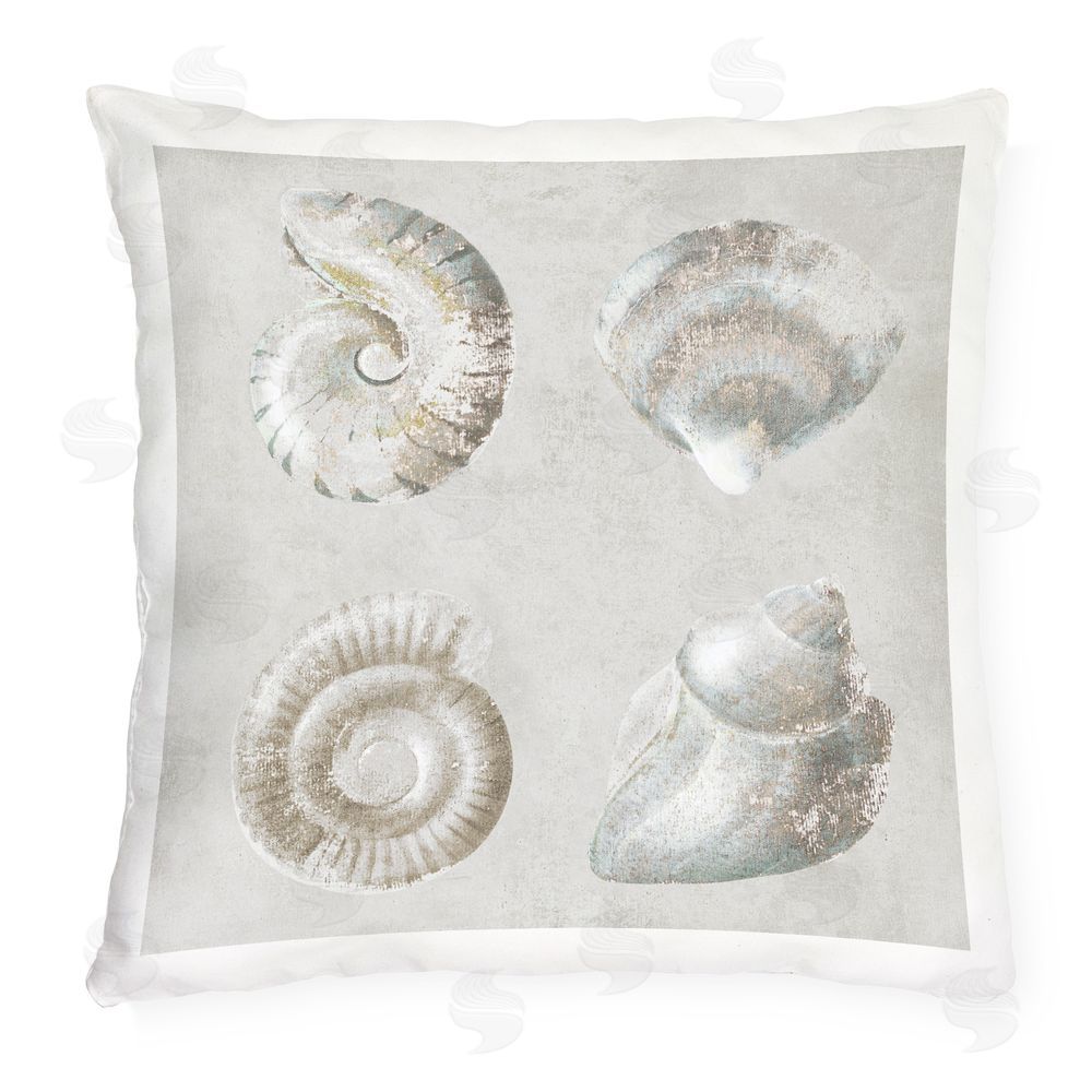 Lorenzo Collective Quartet of Seashells Outdoor Quick-Dry Polyester Square Throw Pillow