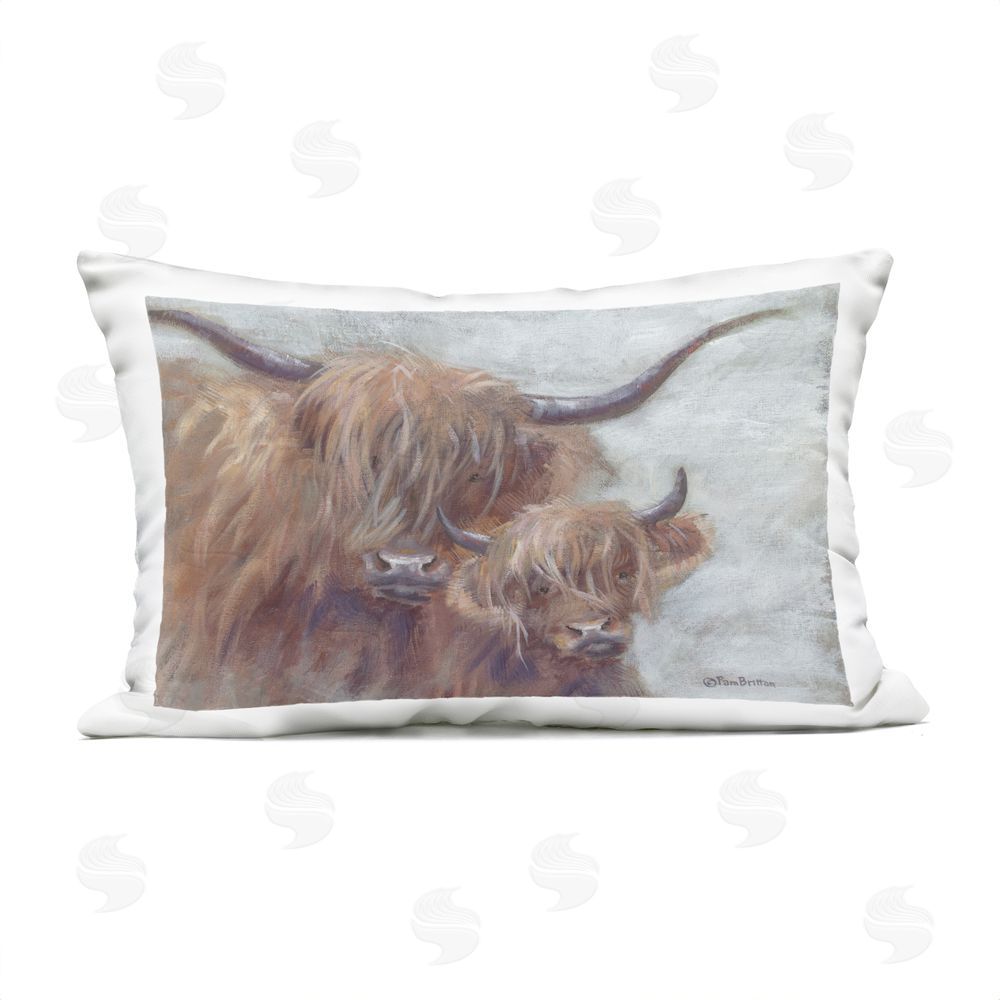 Pam Britton Shaggy Highlands Mother & Calf Outdoor Quick-Dry Polyester Lumbar Pillow