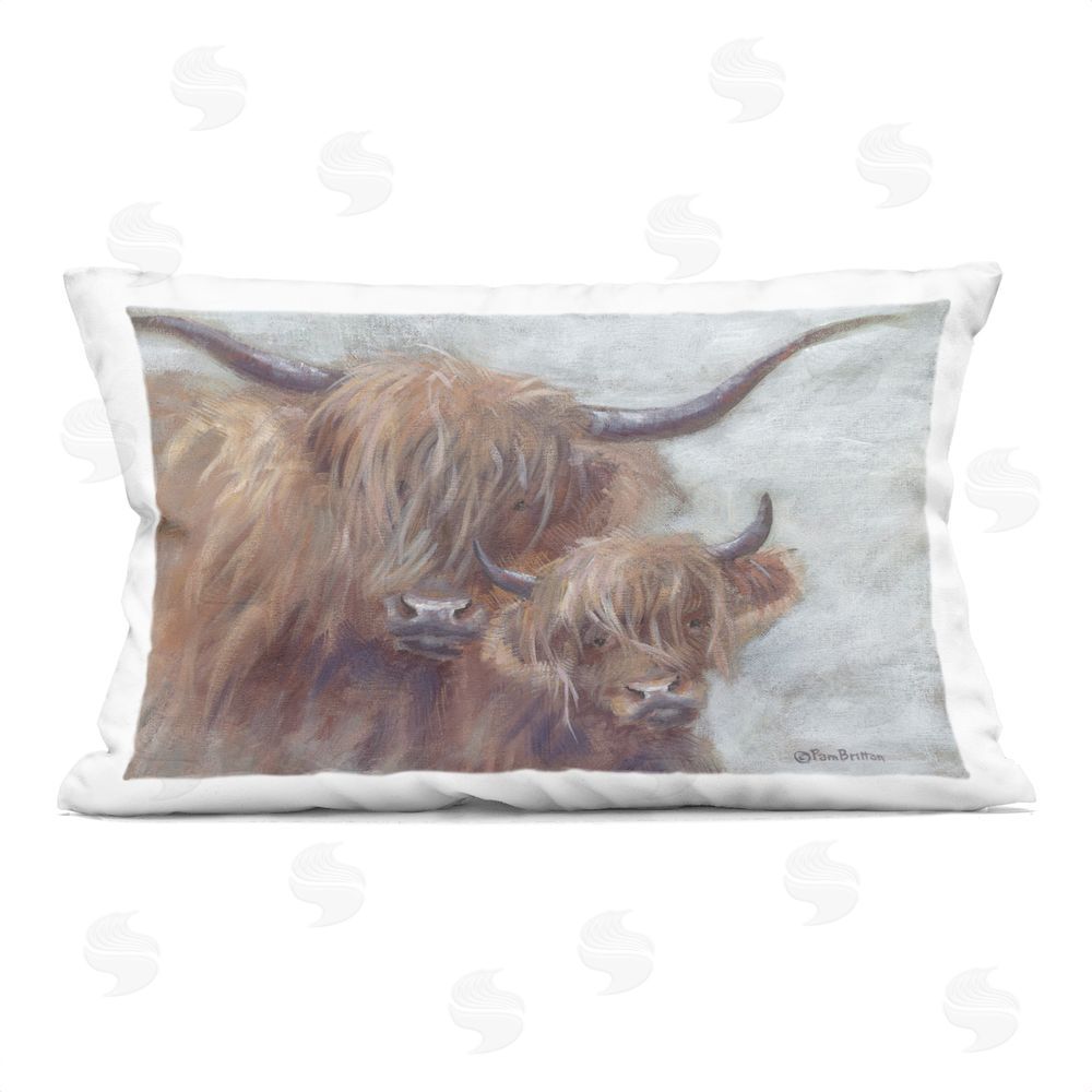 Pam Britton Shaggy Highlands Mother & Calf Indoor Plush Polyester Lumbar Pillow