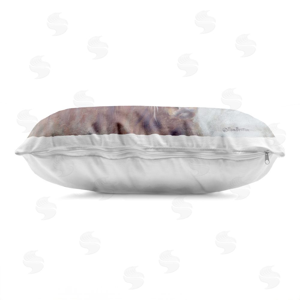 Pam Britton Shaggy Highlands Mother & Calf Indoor Plush Polyester Lumbar Pillow Zipper Detail