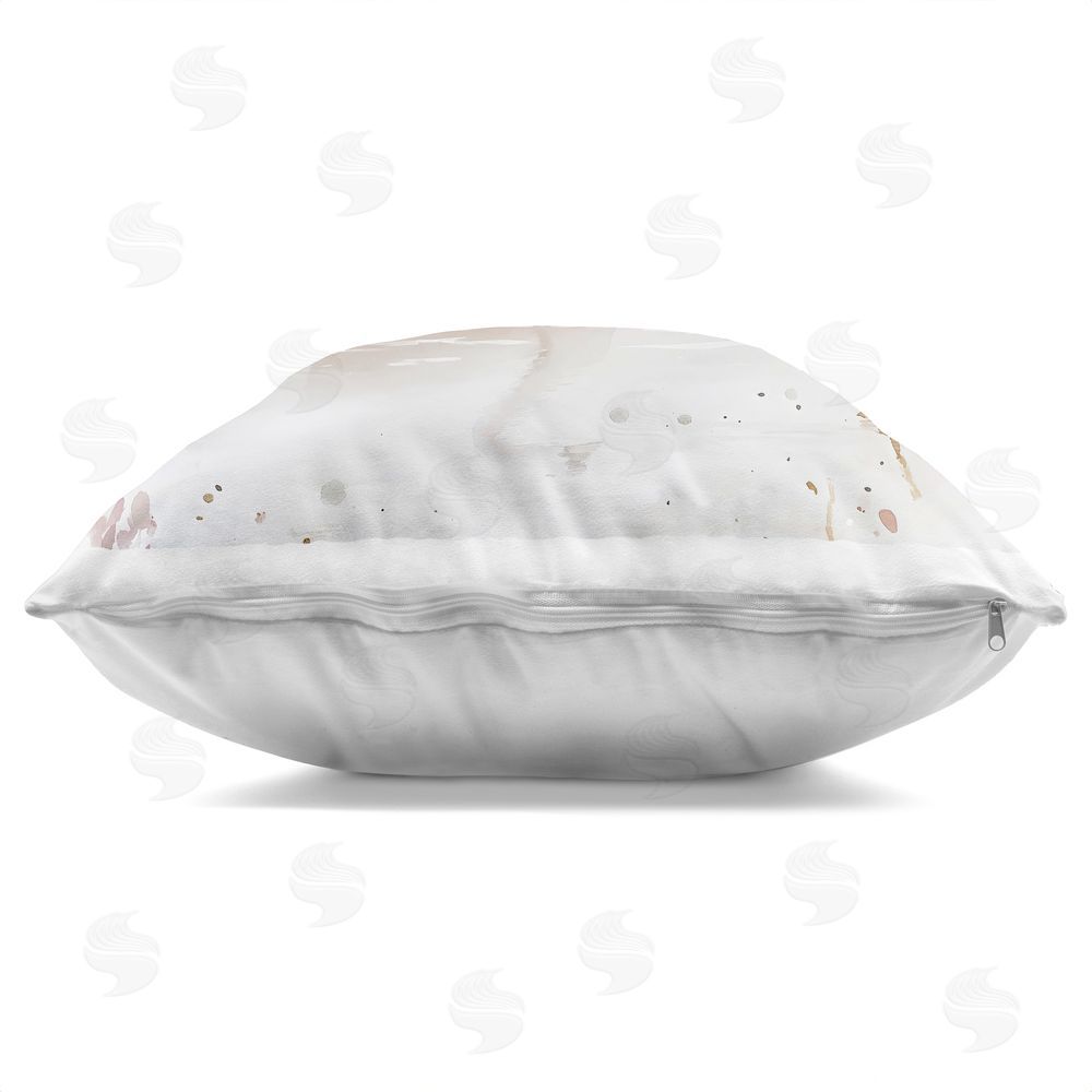 Creative Studio Swan with Crown in Pastels Square Printed Throw Pillow Side View with Zipper Detail