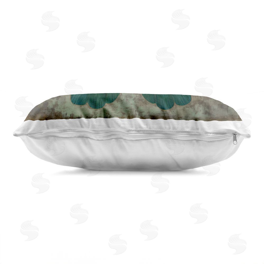 Petal Prints Design Golden Jewel Butterfly Printed Lumbar Throw Pillow Side View with Zipper Detail