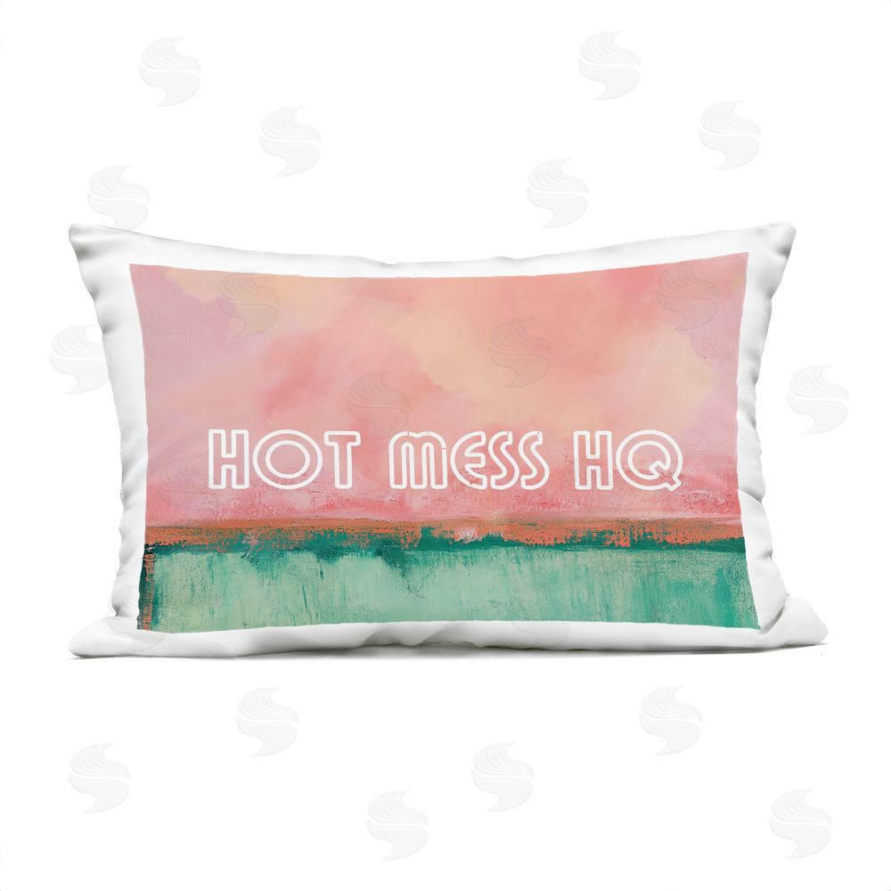 Gina Kelly Hot Mess Headquarters Outdoor Printed Lumbar Throw Pillow