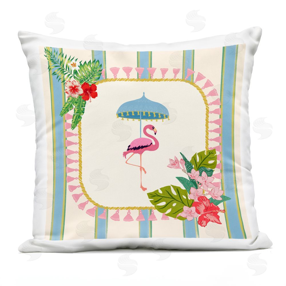 Radhika Modi Exotic Flamingo Tropics Outdoor Quick-Dry Polyester Square Throw Pillow