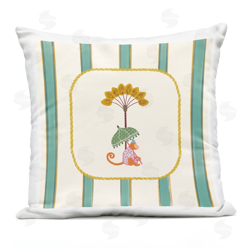 Radhika Modi Exotic Monkey Tropics Outdoor Quick-Dry Polyester Square Throw Pillow