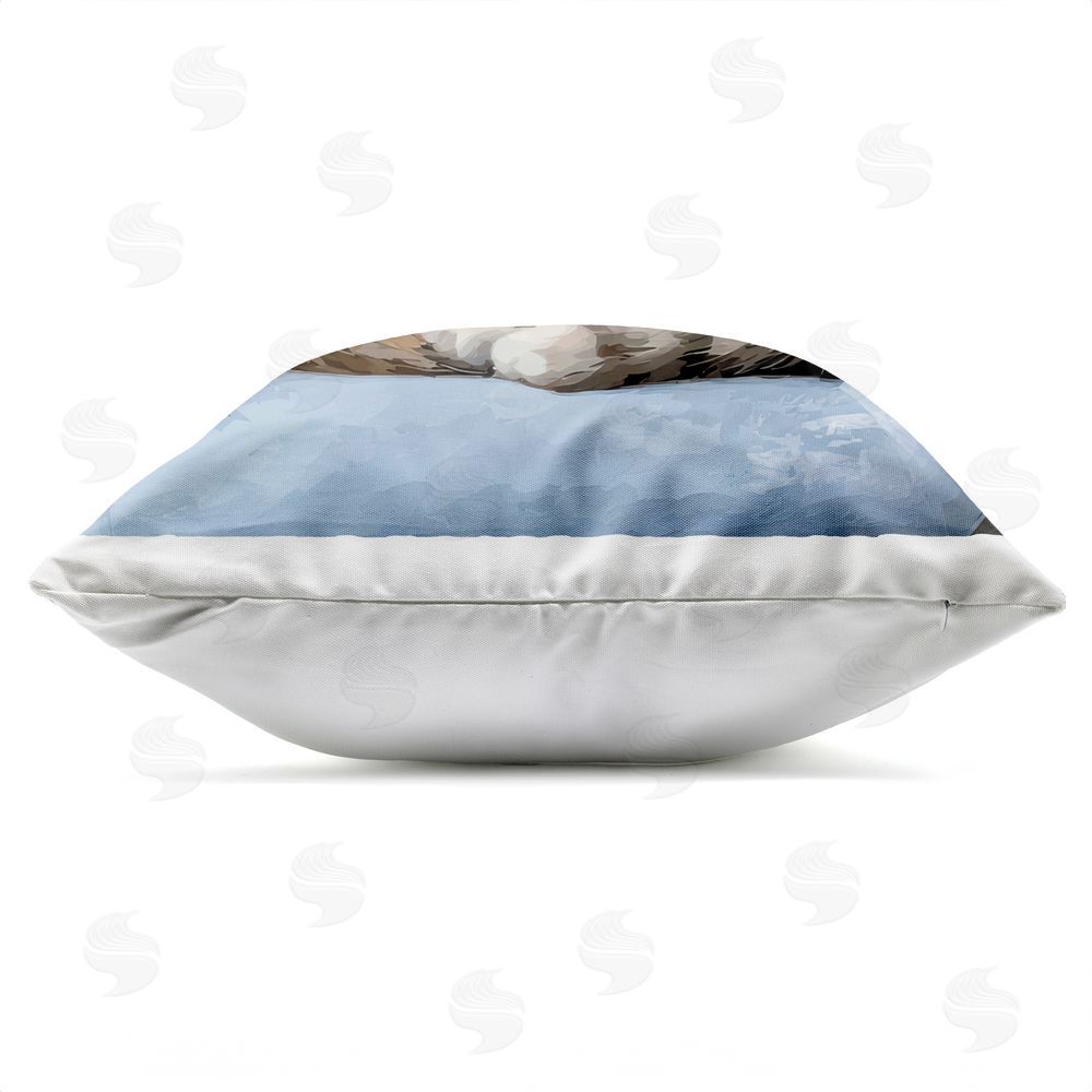 Kim Curinga We're Fur-Real Friends Outdoor Square Printed Throw Pillow Side View with Zipper Detail