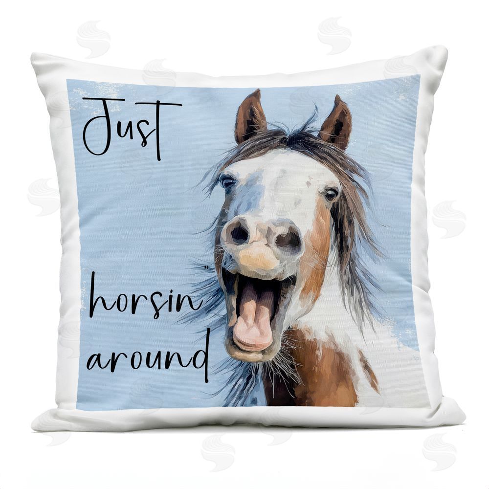 Kim Curinga Just Horsin' Around Outdoor Square Printed Throw Pillow