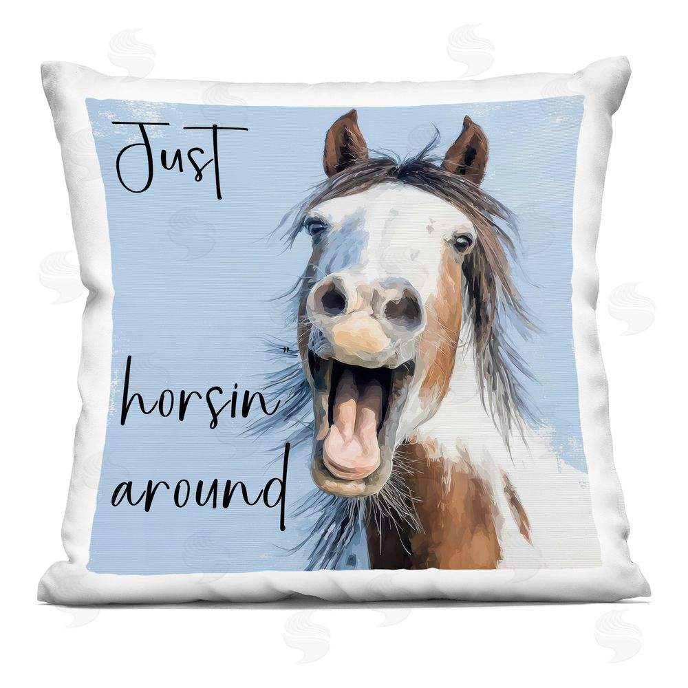 Kim Curinga Just Horsin' Around Square Printed Throw Pillow