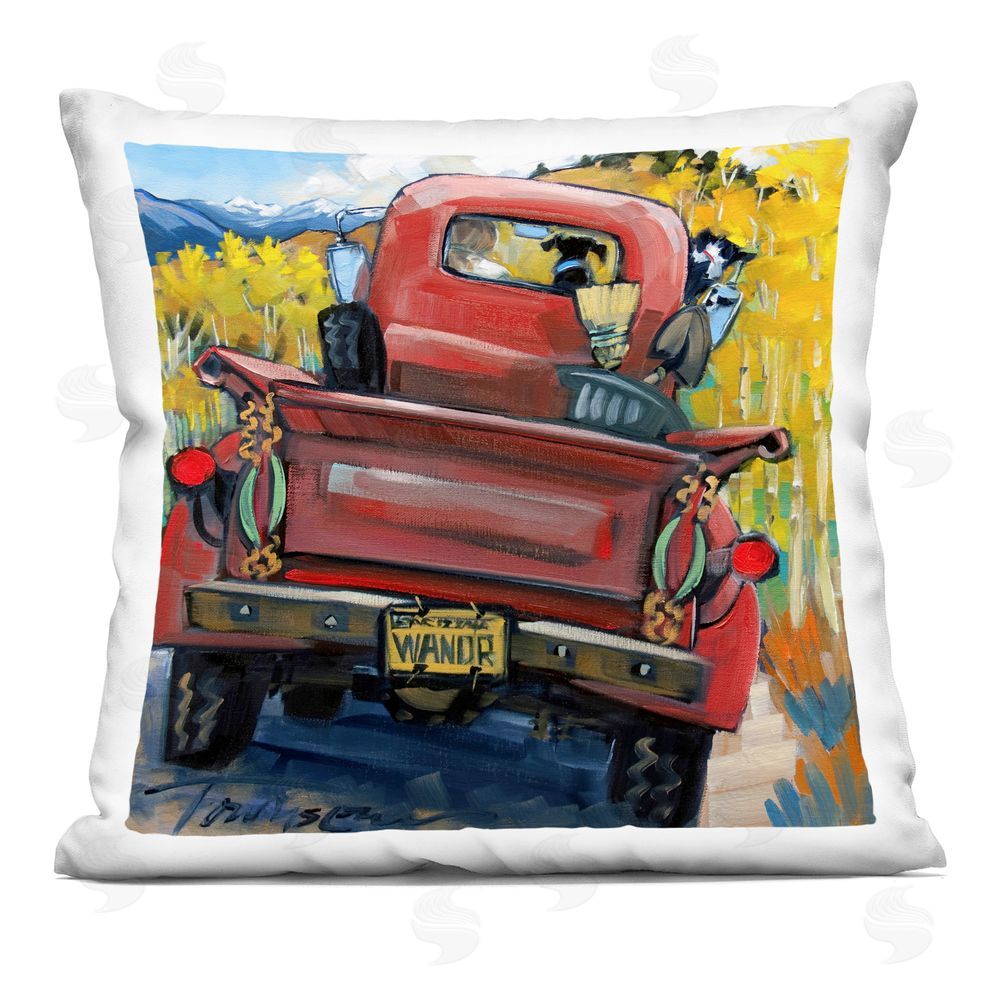 CR Townsend Wander Truck Through Wheat Grass Square Printed Throw Pillow