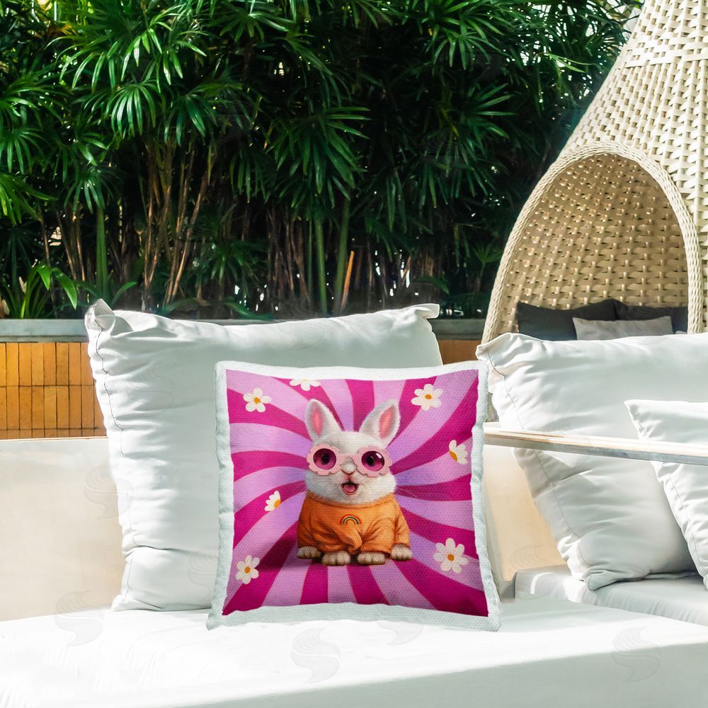 Lucia Heffernan Good Vibes Only Rabbit Outdoor Square Printed Throw Pillow on Seat