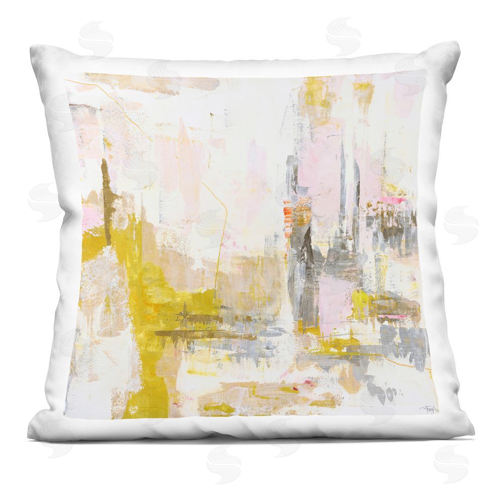 Design Fabrikken New Age Yellow Abstract Square Printed Throw Pillow