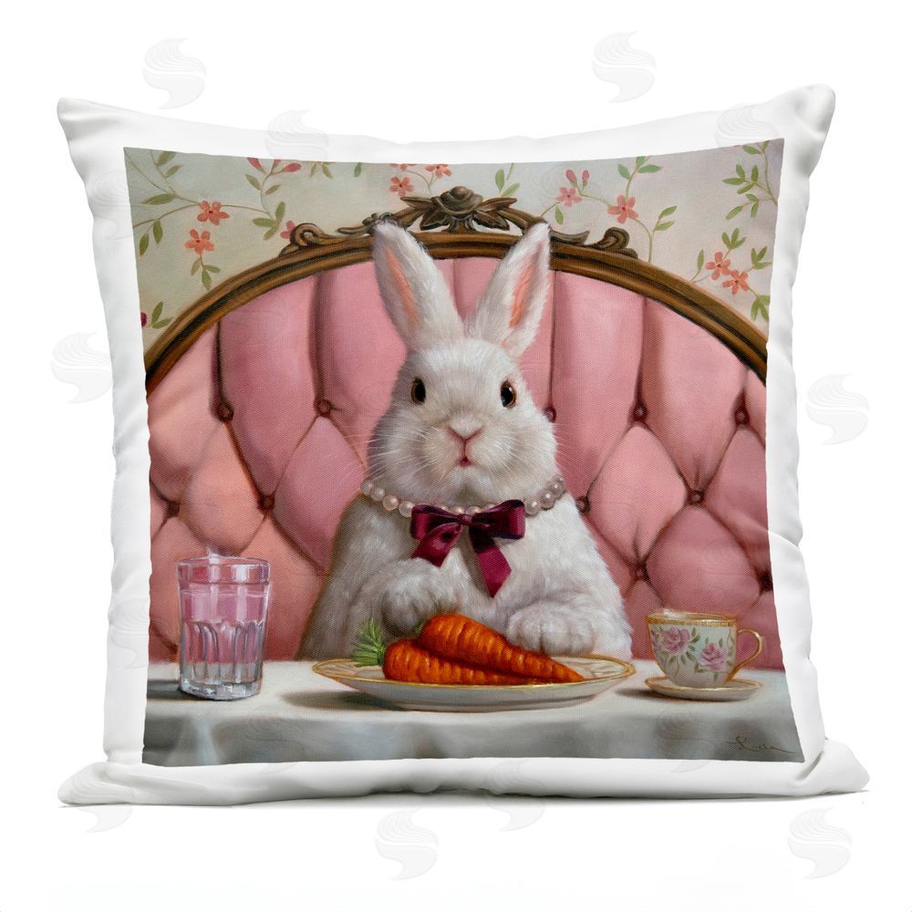 Lucia Heffernan Bun Appetit Rabbit Dining Outdoor Square Printed Throw Pillow